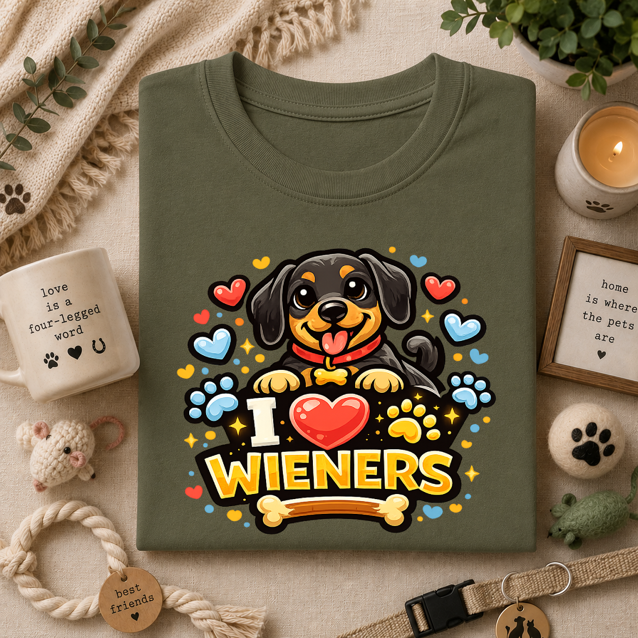 I Heart Wieners T-Shirt — Cute Dachshund Dog Lover Tee