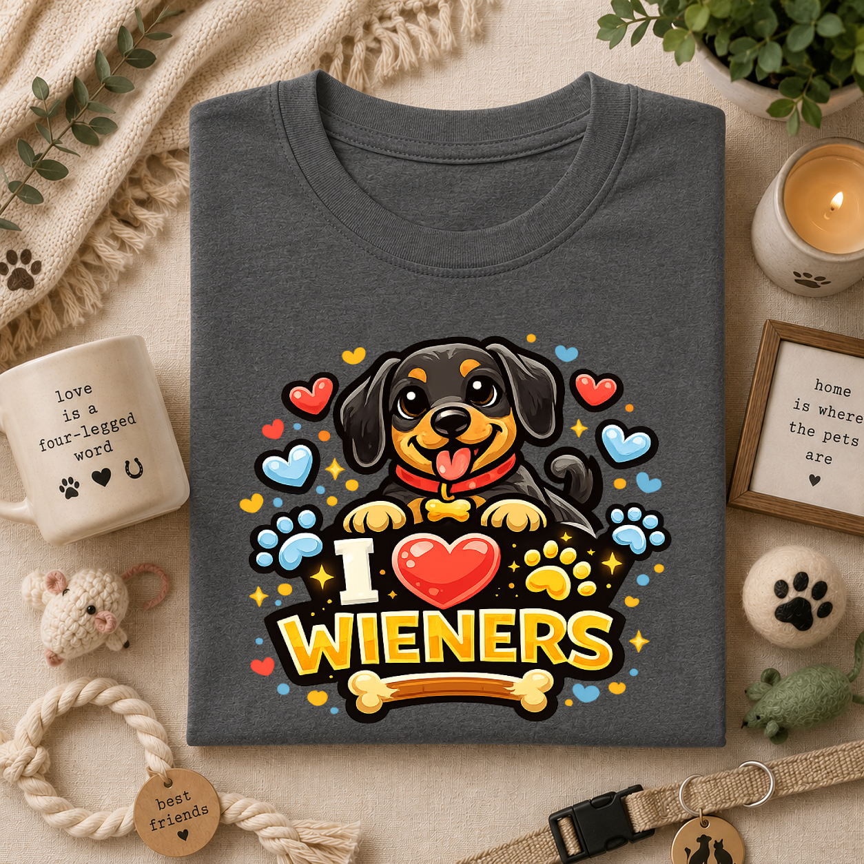 I Heart Wieners T-Shirt — Cute Dachshund Dog Lover Tee