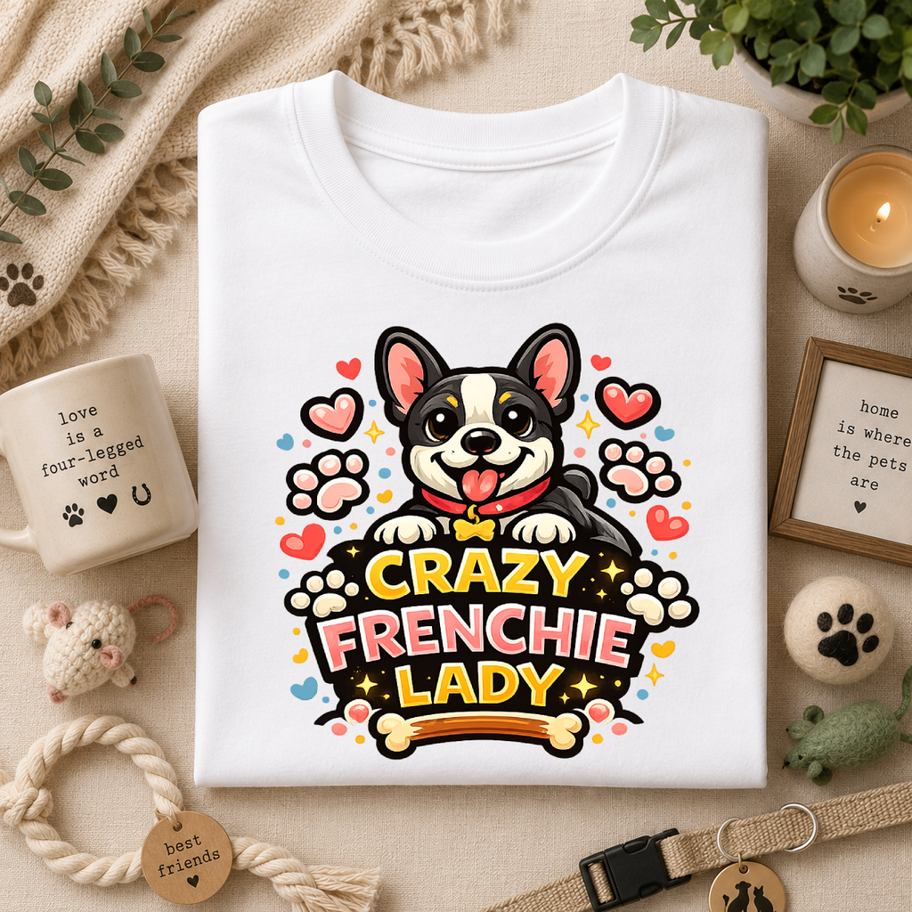 Crazy Frenchie Lady - Cute French Bulldog Graphic Tee