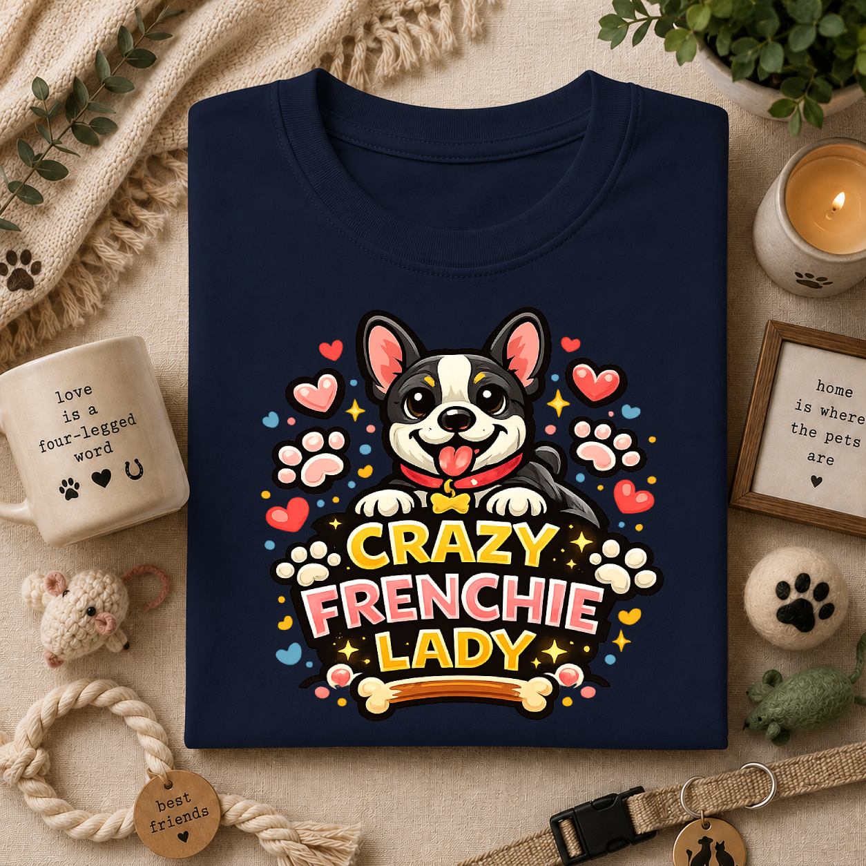 Crazy Frenchie Lady - Cute French Bulldog Graphic Tee