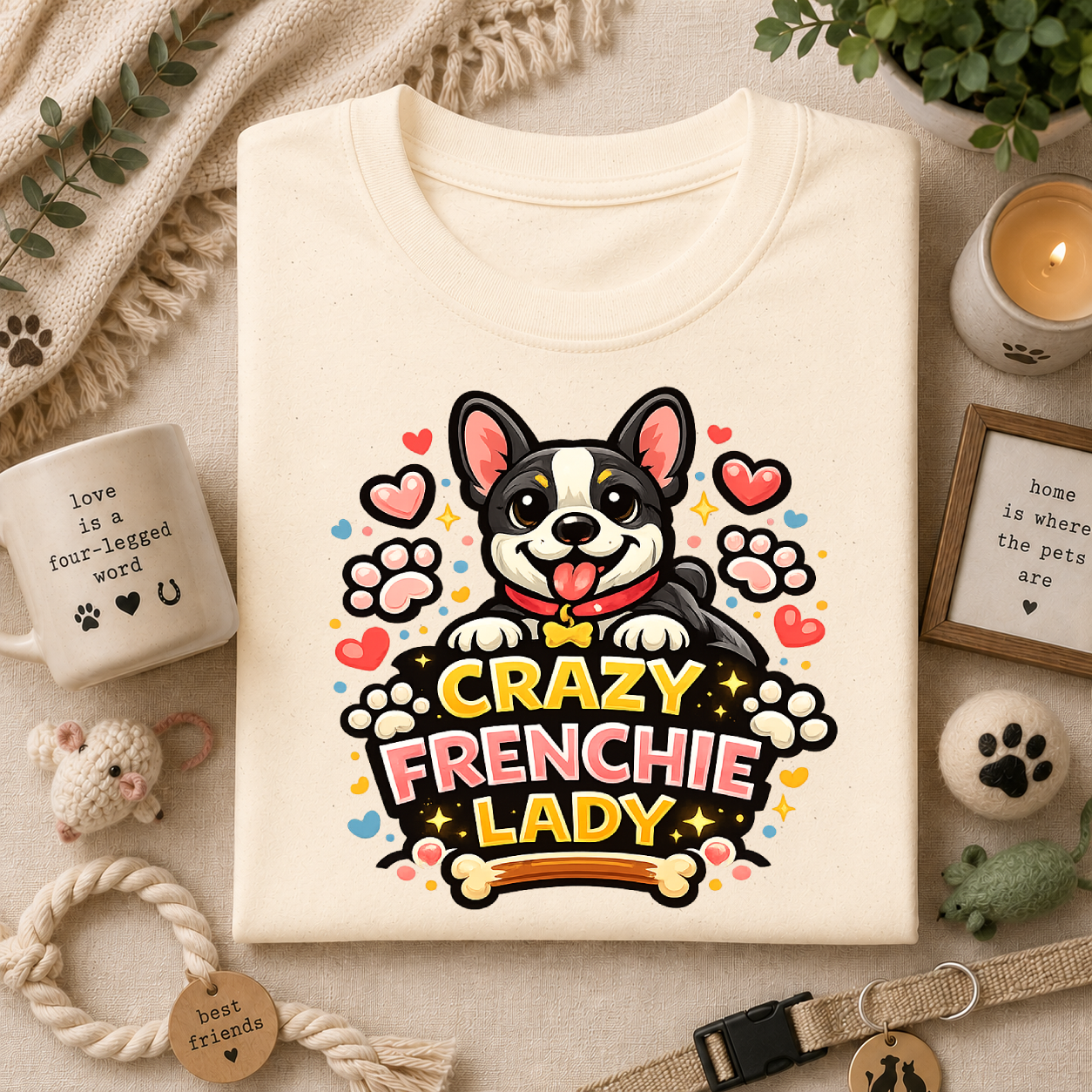 Crazy Frenchie Lady - Cute French Bulldog Graphic Tee