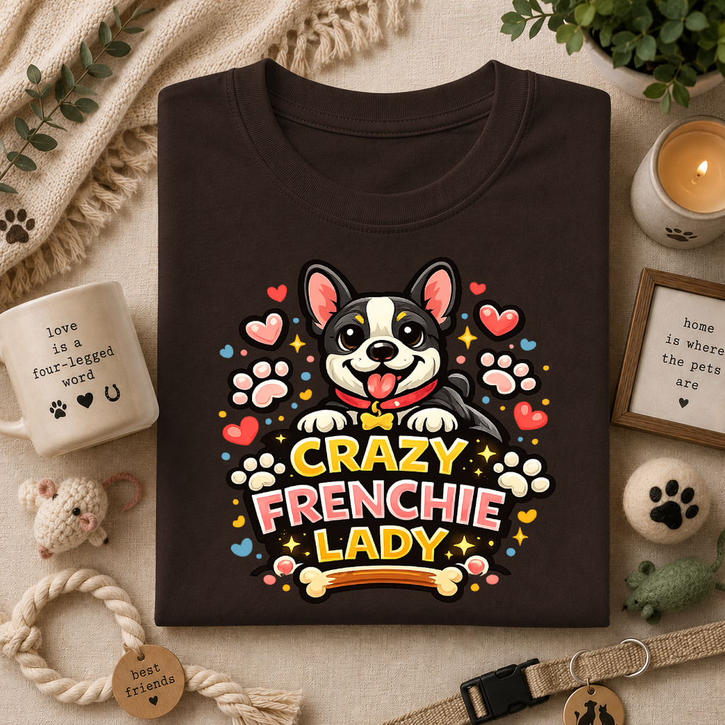 Crazy Frenchie Lady - Cute French Bulldog Graphic Tee