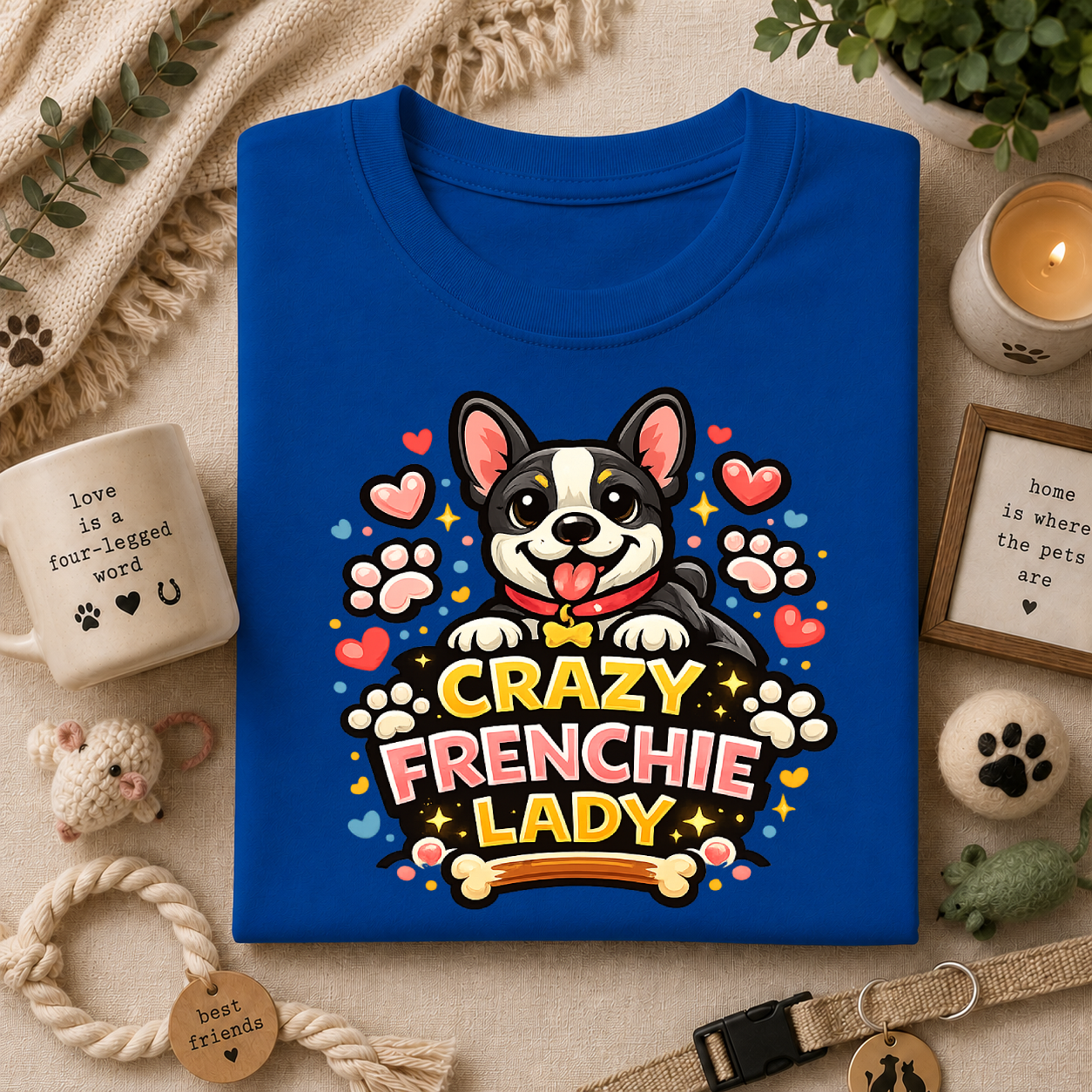 Crazy Frenchie Lady - Cute French Bulldog Graphic Tee
