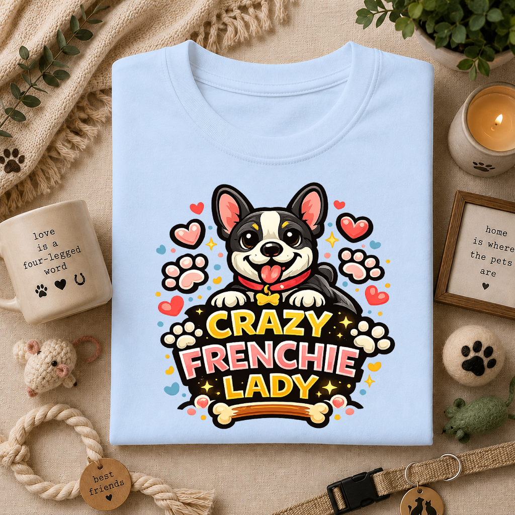 Crazy Frenchie Lady - Cute French Bulldog Graphic Tee