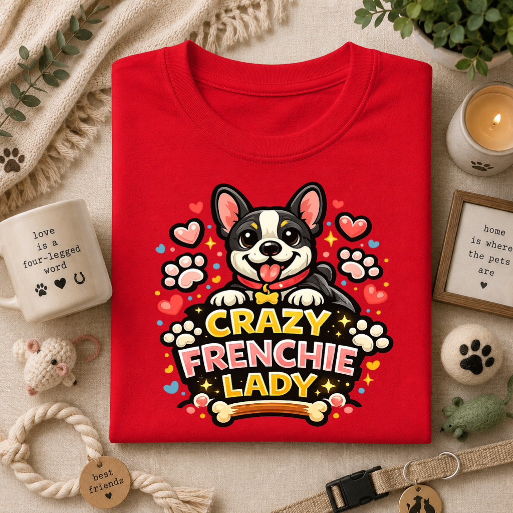 Crazy Frenchie Lady - Cute French Bulldog Graphic Tee