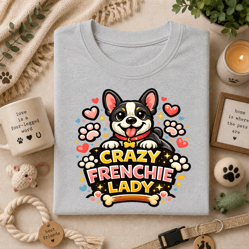Crazy Frenchie Lady - Cute French Bulldog Graphic Tee