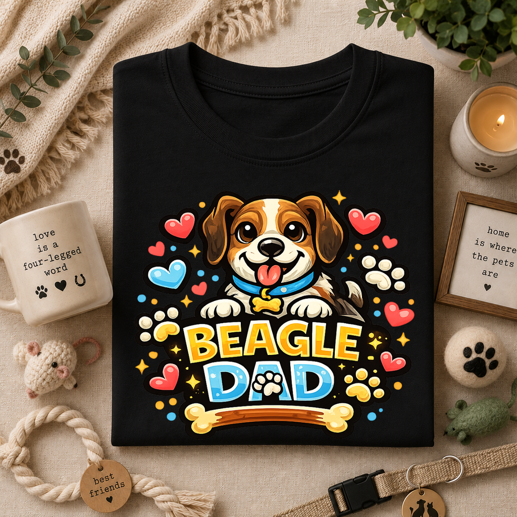Beagle Dad T‑Shirt — Cute Cartoon Beagle Father Dog Tee