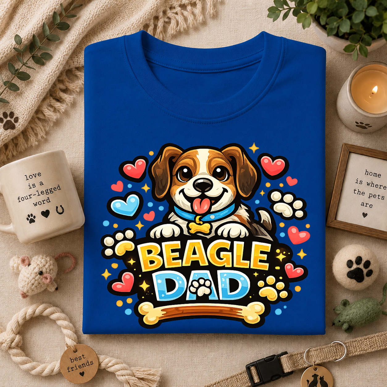 Beagle Dad T‑Shirt — Cute Cartoon Beagle Father Dog Tee