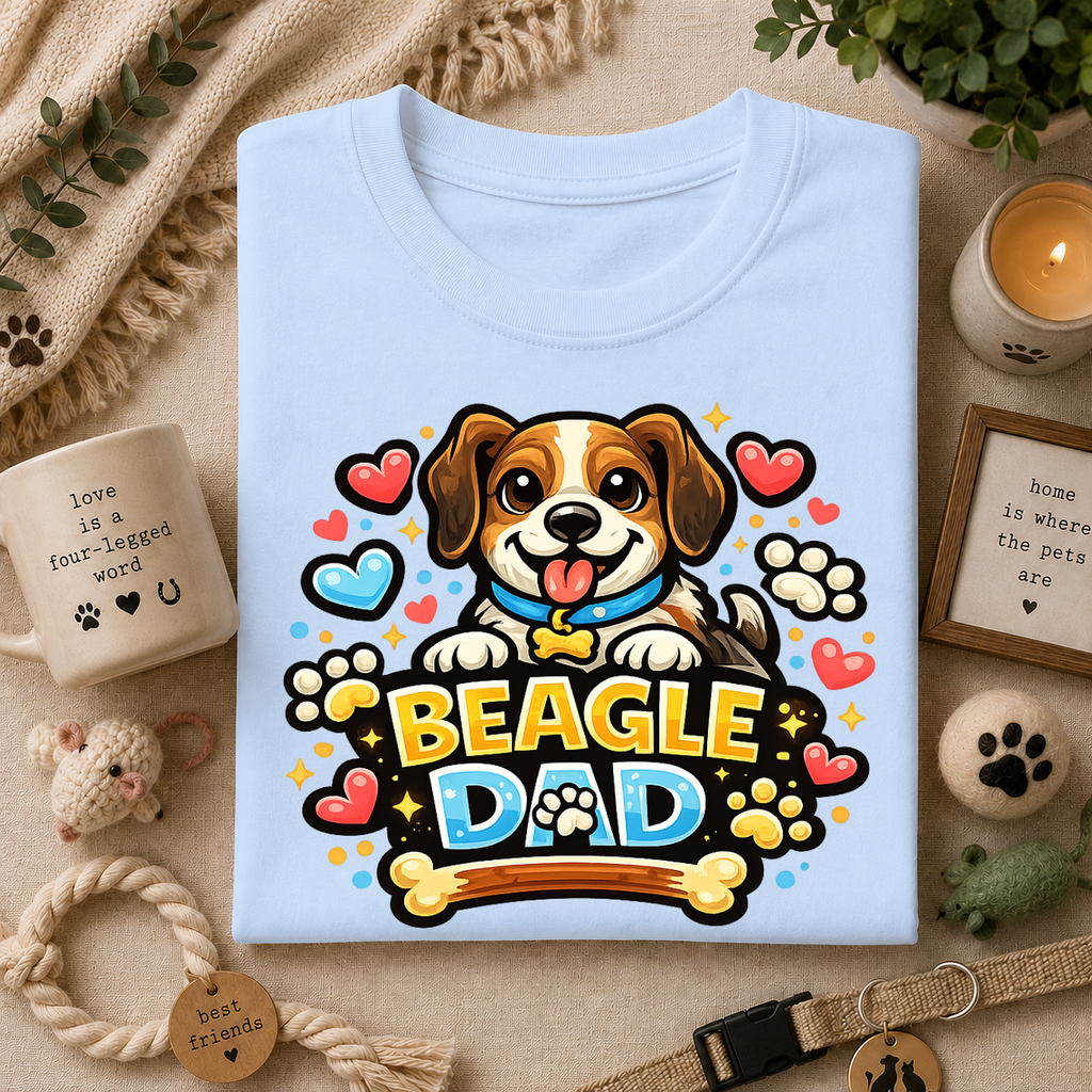 Beagle Dad T‑Shirt — Cute Cartoon Beagle Father Dog Tee