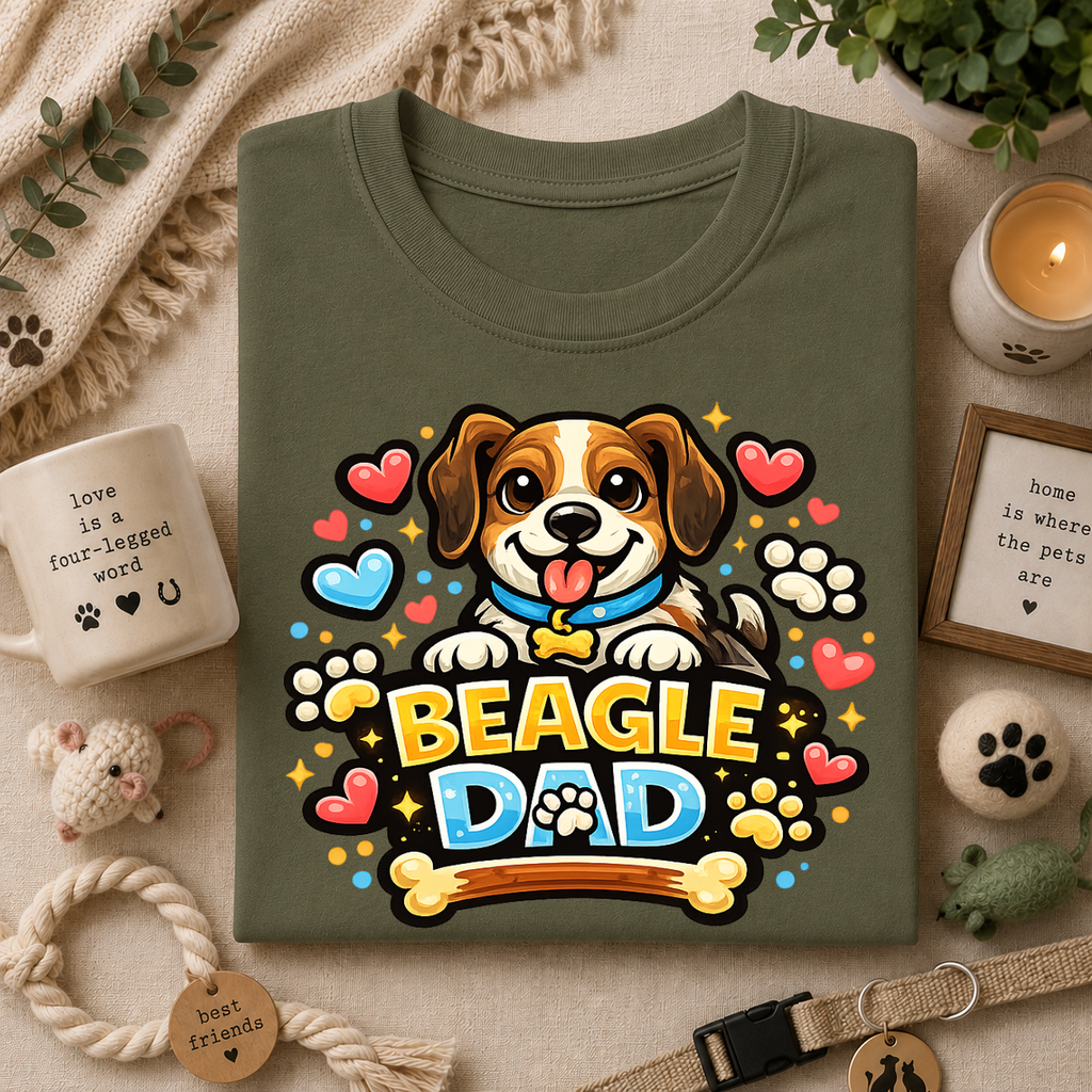 Beagle Dad T‑Shirt — Cute Cartoon Beagle Father Dog Tee