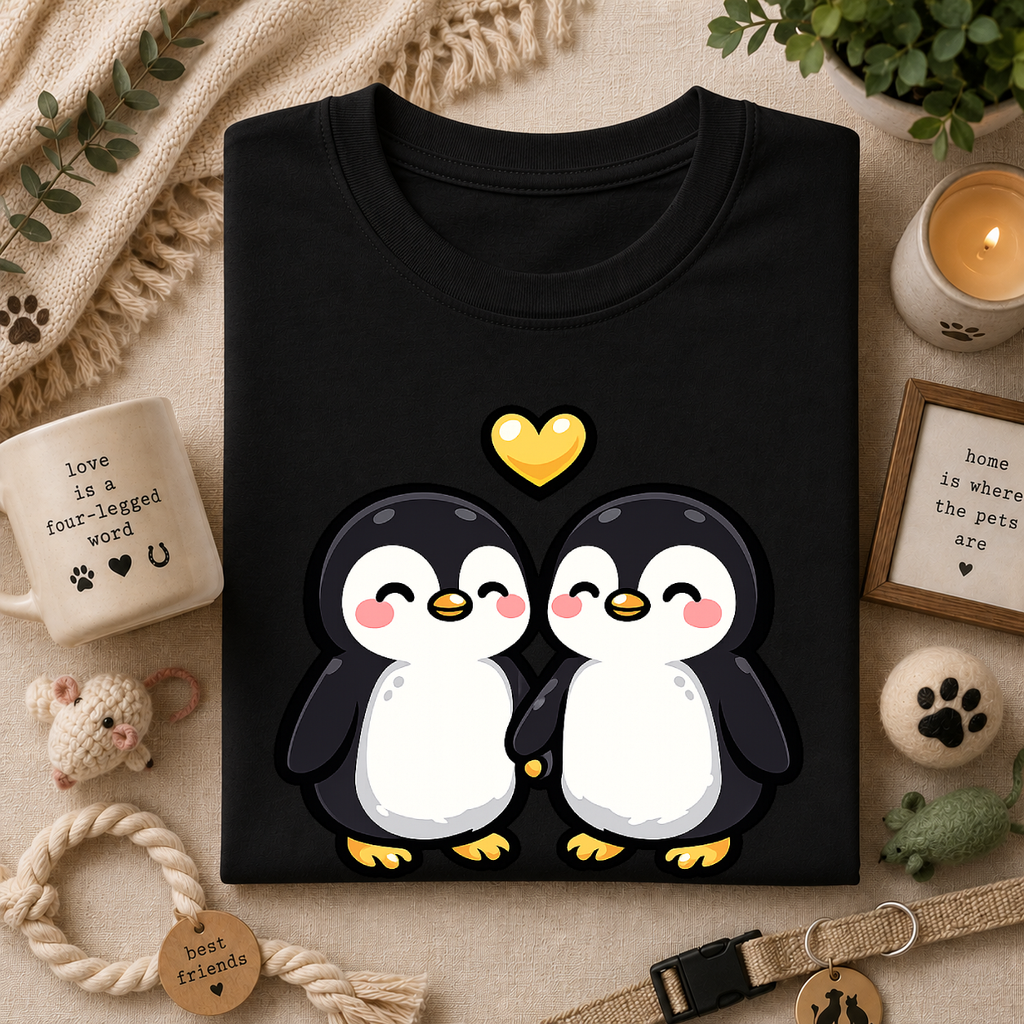 Cute Male Penguin Couple T-Shirt — Gift Tee