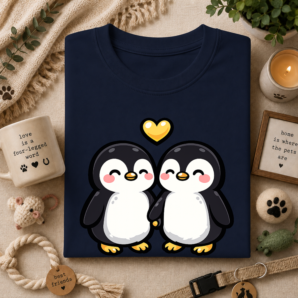 Cute Male Penguin Couple T-Shirt — Gift Tee
