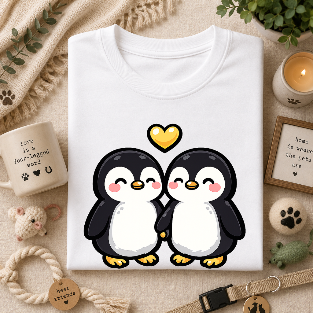 Cute Male Penguin Couple T-Shirt — Gift Tee