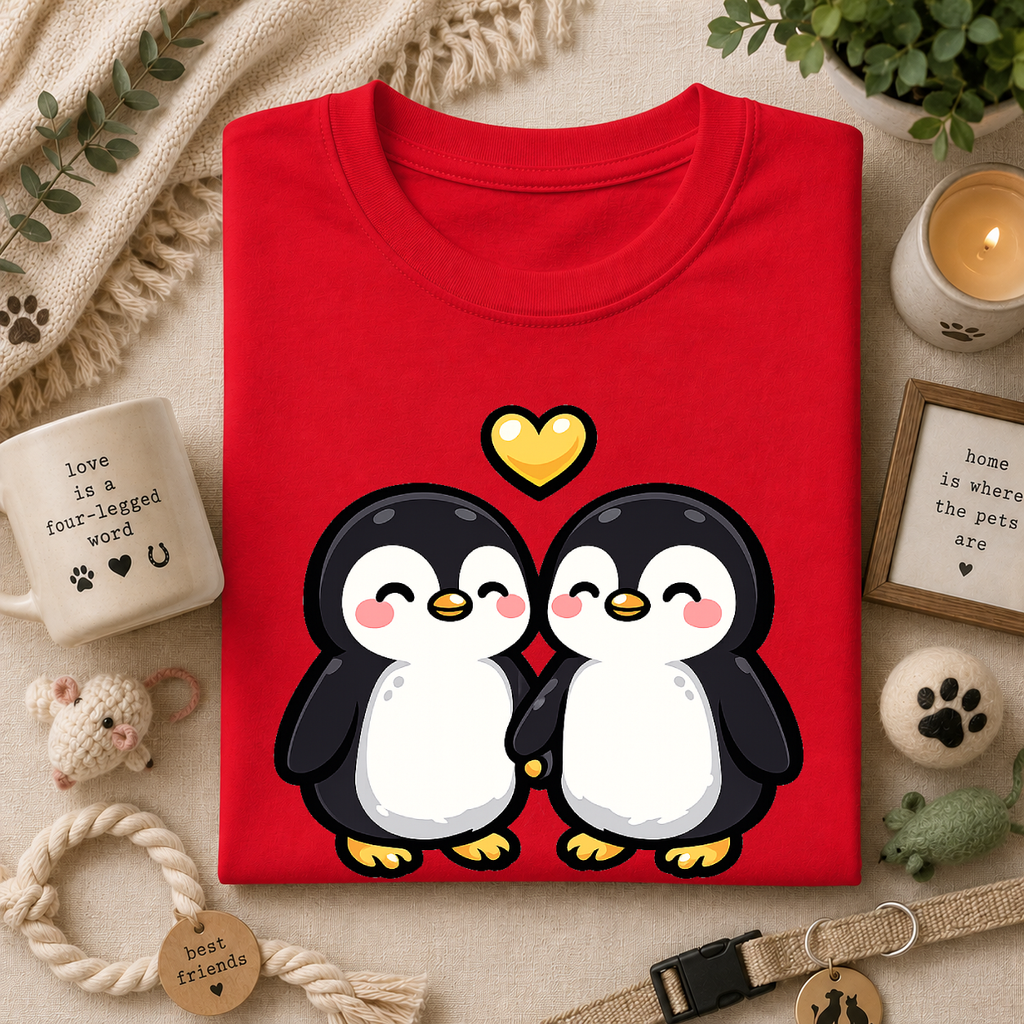 Cute Male Penguin Couple T-Shirt — Gift Tee