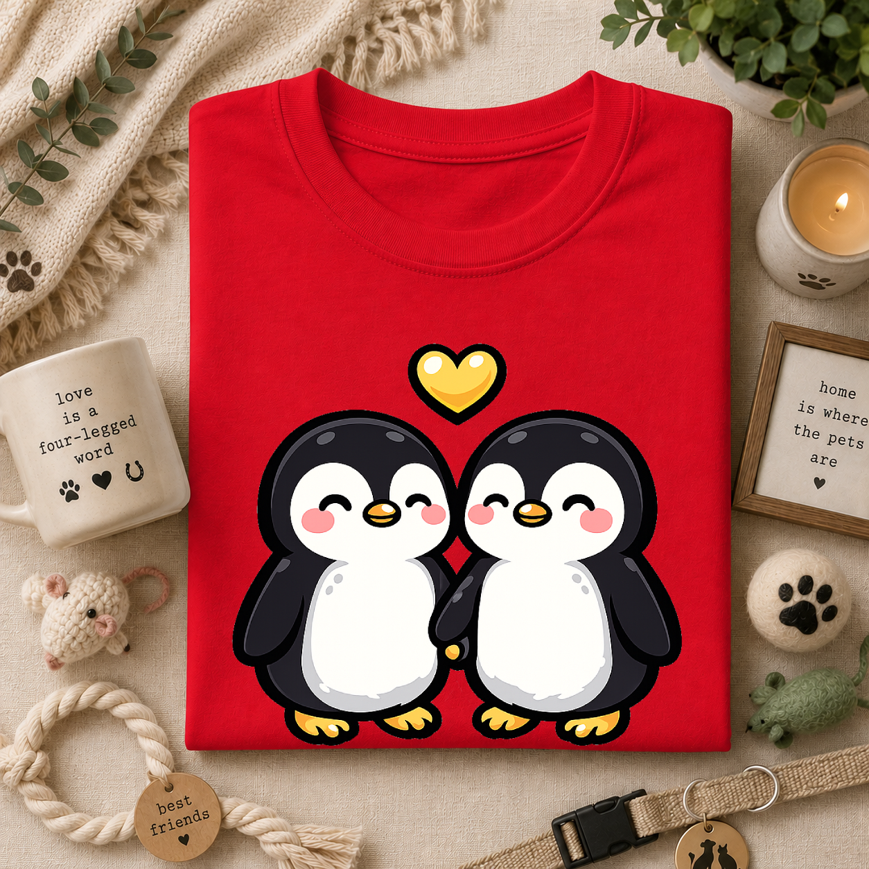 Cute Male Penguin Couple T-Shirt — Gift Tee