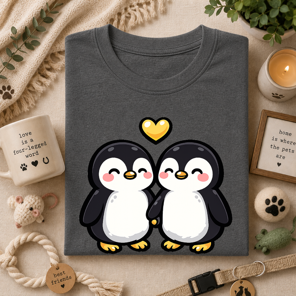 Cute Male Penguin Couple T-Shirt — Gift Tee
