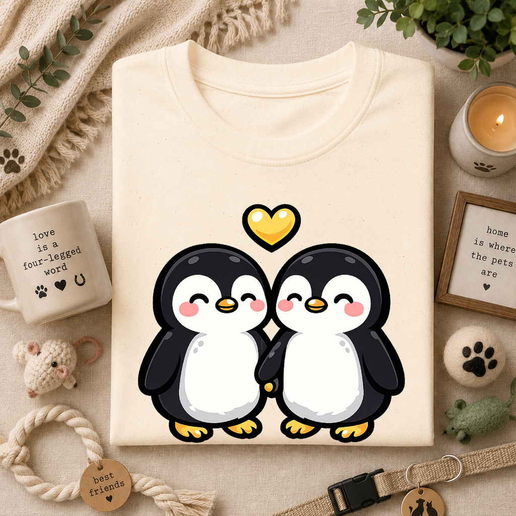 Cute Male Penguin Couple T-Shirt — Gift Tee