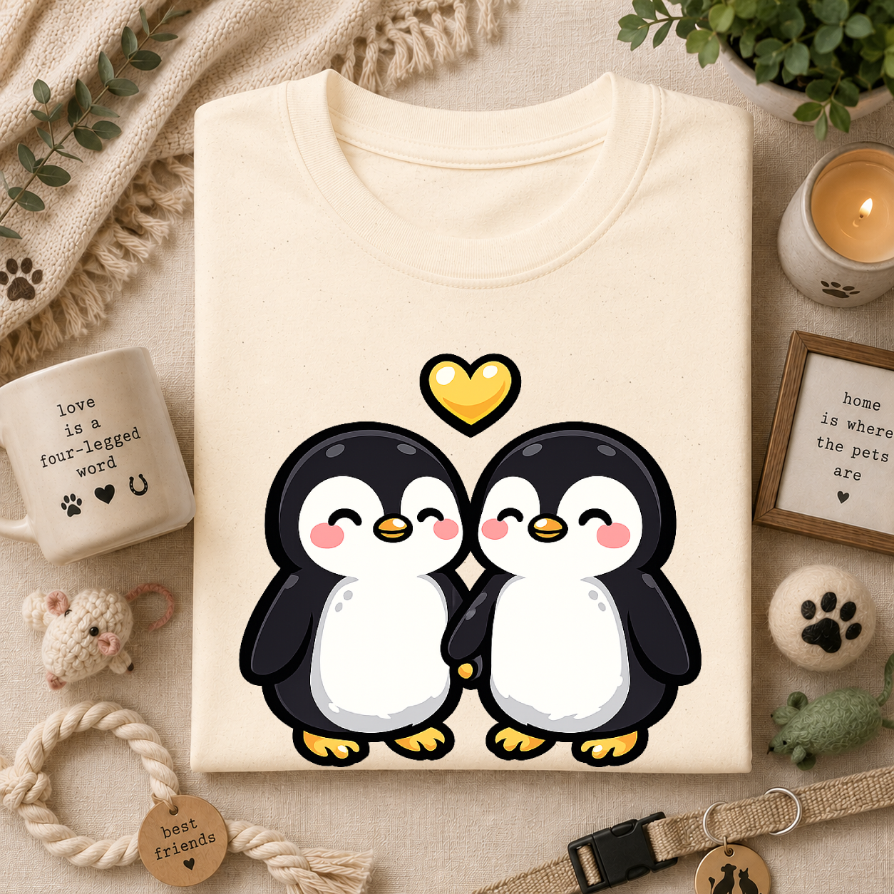 Cute Male Penguin Couple T-Shirt — Gift Tee
