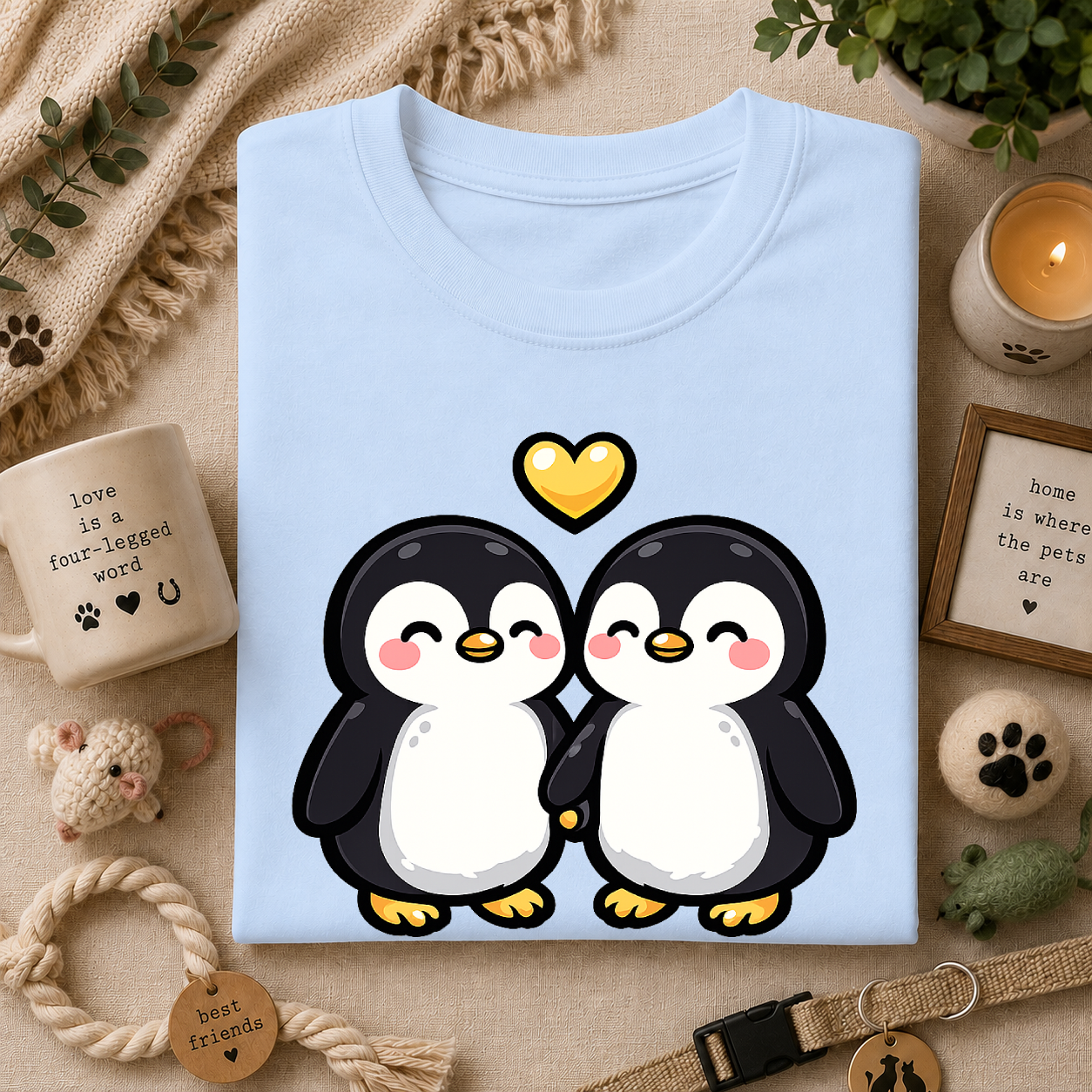 Cute Male Penguin Couple T-Shirt — Gift Tee