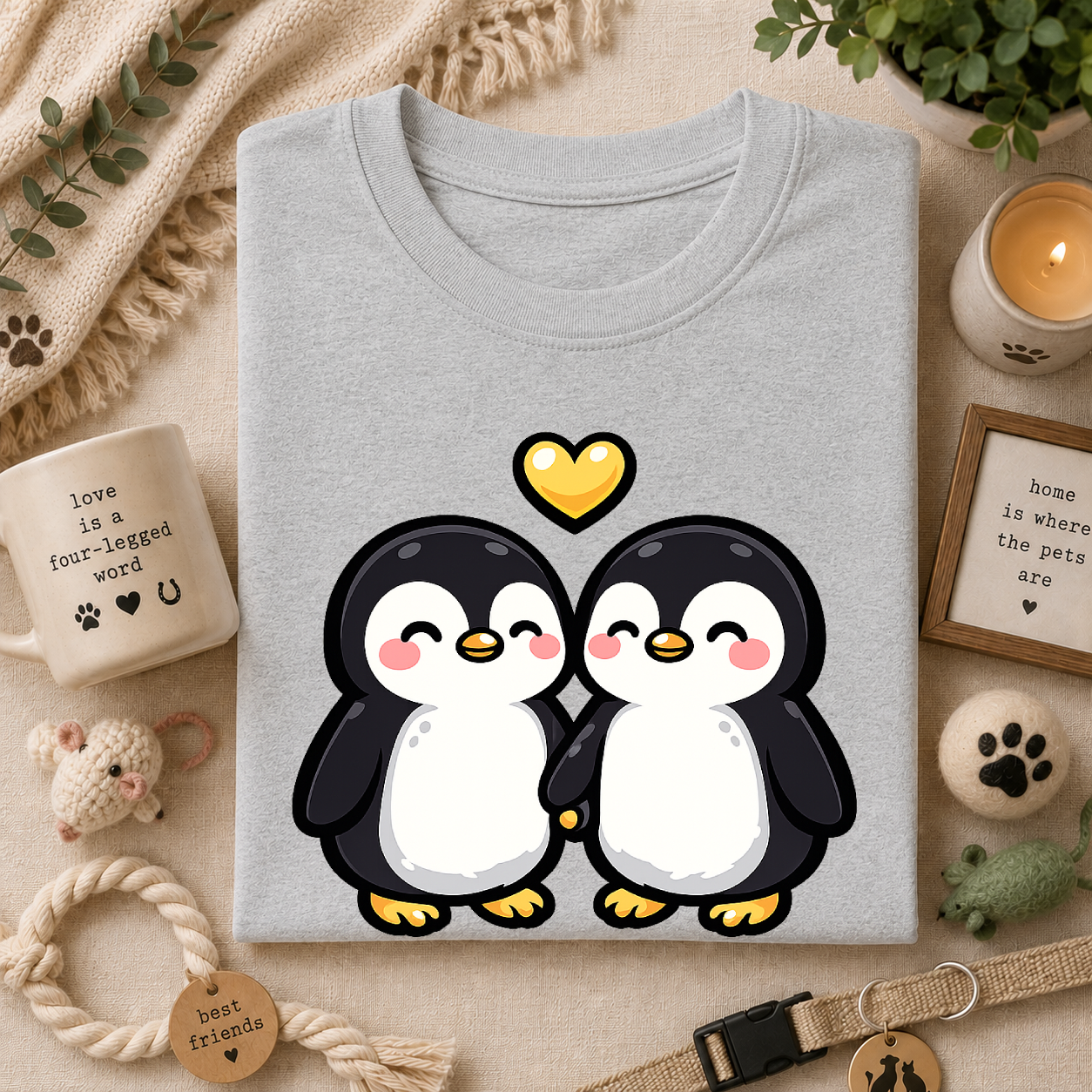 Cute Male Penguin Couple T-Shirt — Gift Tee