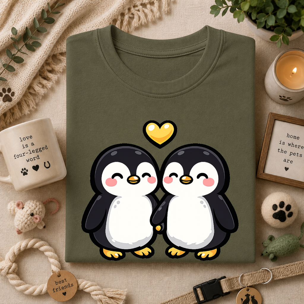 Cute Male Penguin Couple T-Shirt — Gift Tee