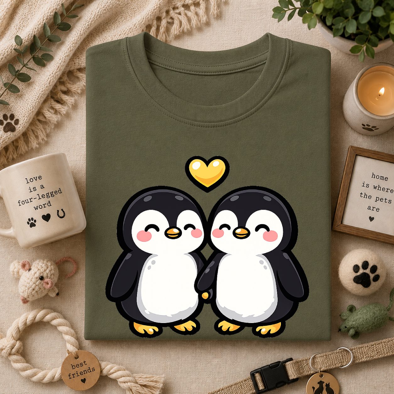 Cute Male Penguin Couple T-Shirt — Gift Tee