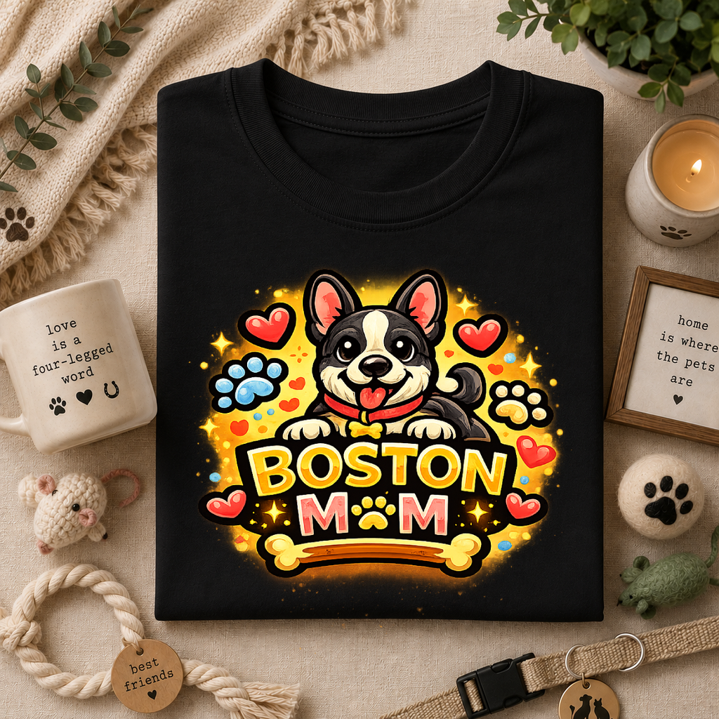Boston Mom T‑Shirt — Cute Boston Terrier Dog Mom Design