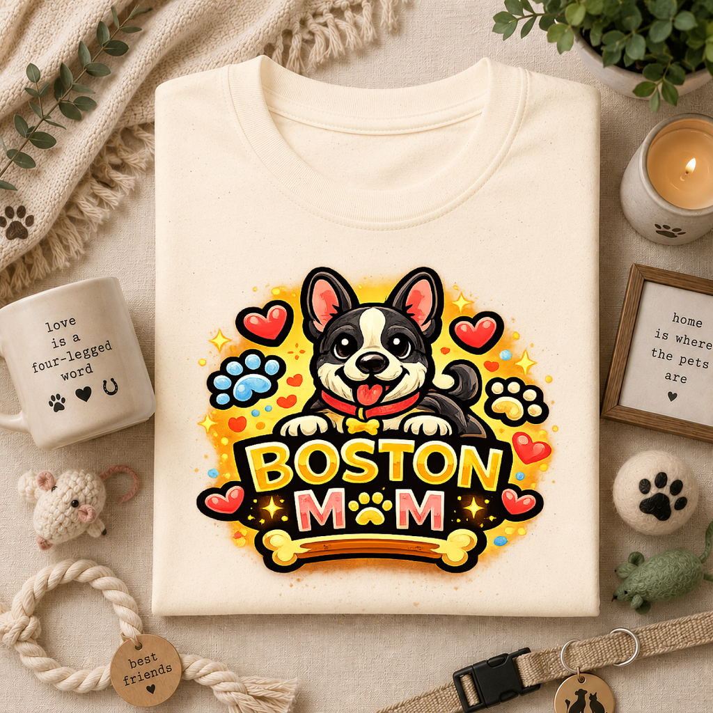 Boston Mom T‑Shirt — Cute Boston Terrier Dog Mom Design