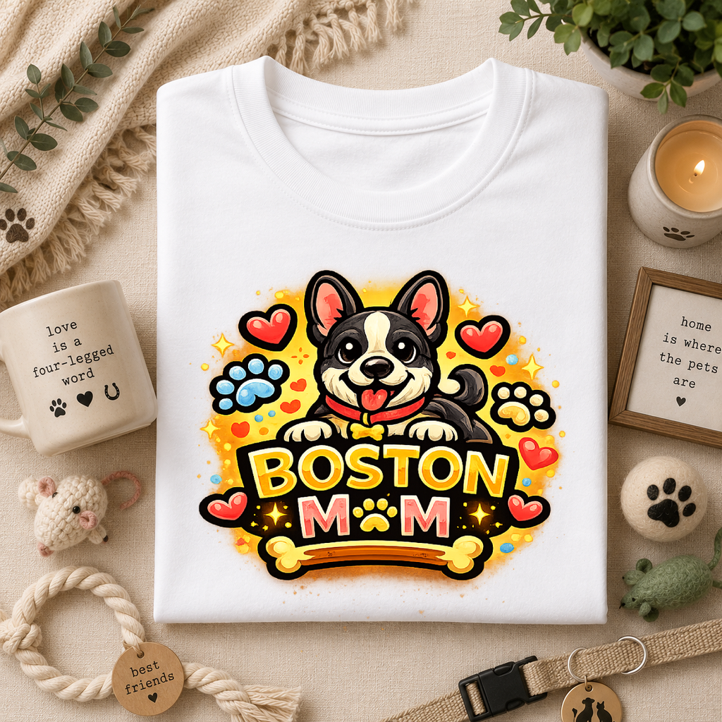Boston Mom T‑Shirt — Cute Boston Terrier Dog Mom Design