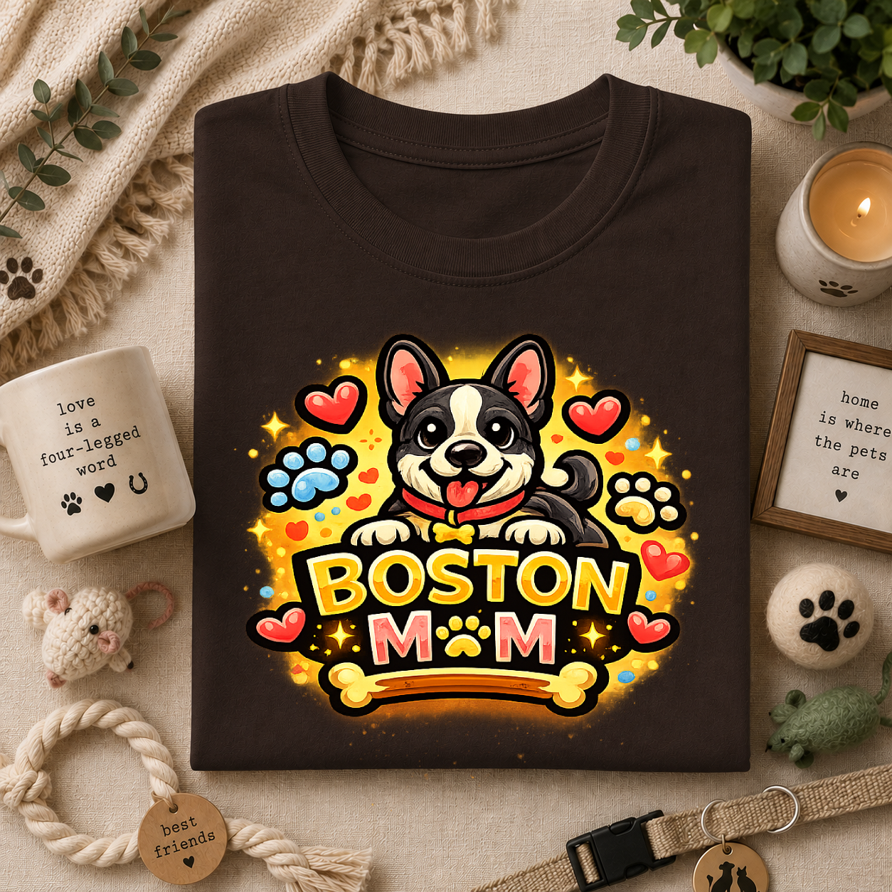 Boston Mom T‑Shirt — Cute Boston Terrier Dog Mom Design