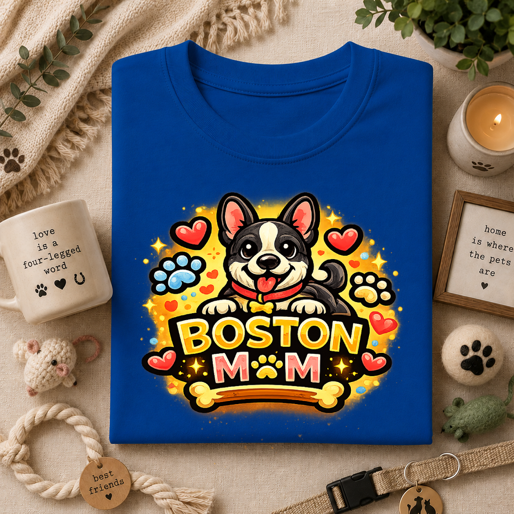 Boston Mom T‑Shirt — Cute Boston Terrier Dog Mom Design
