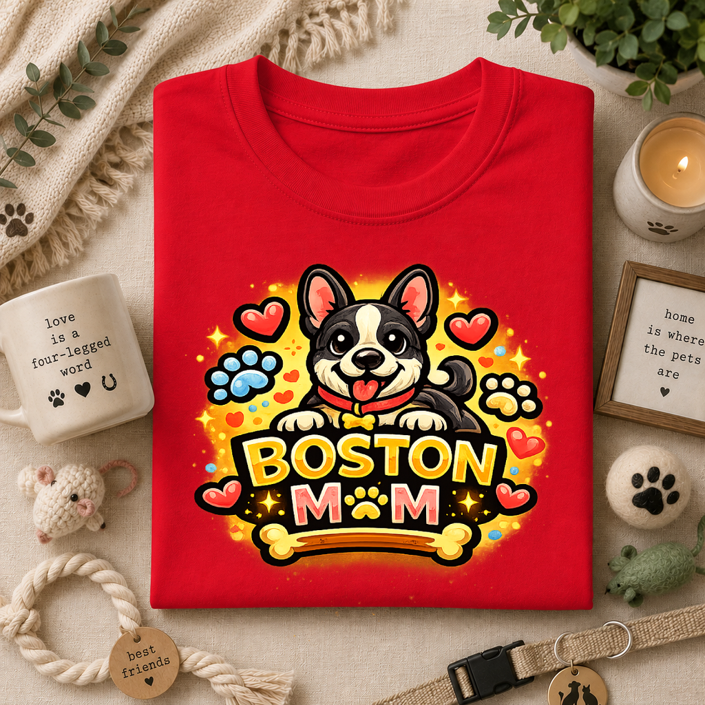 Boston Mom T‑Shirt — Cute Boston Terrier Dog Mom Design