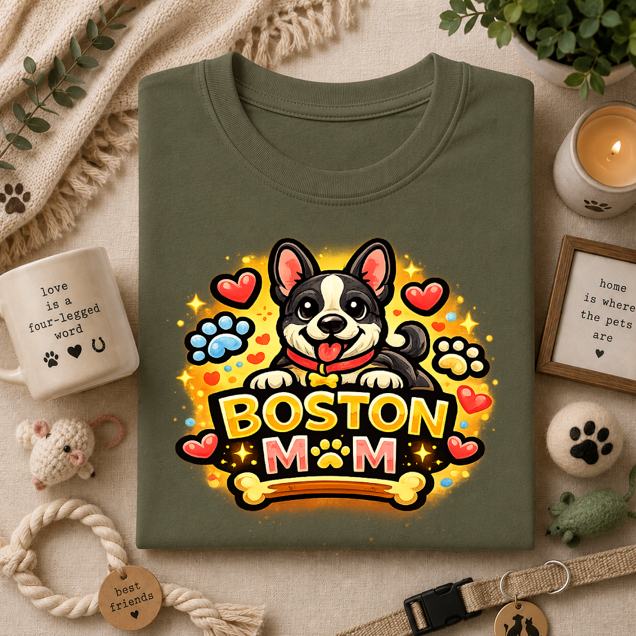 Boston Mom T‑Shirt — Cute Boston Terrier Dog Mom Design