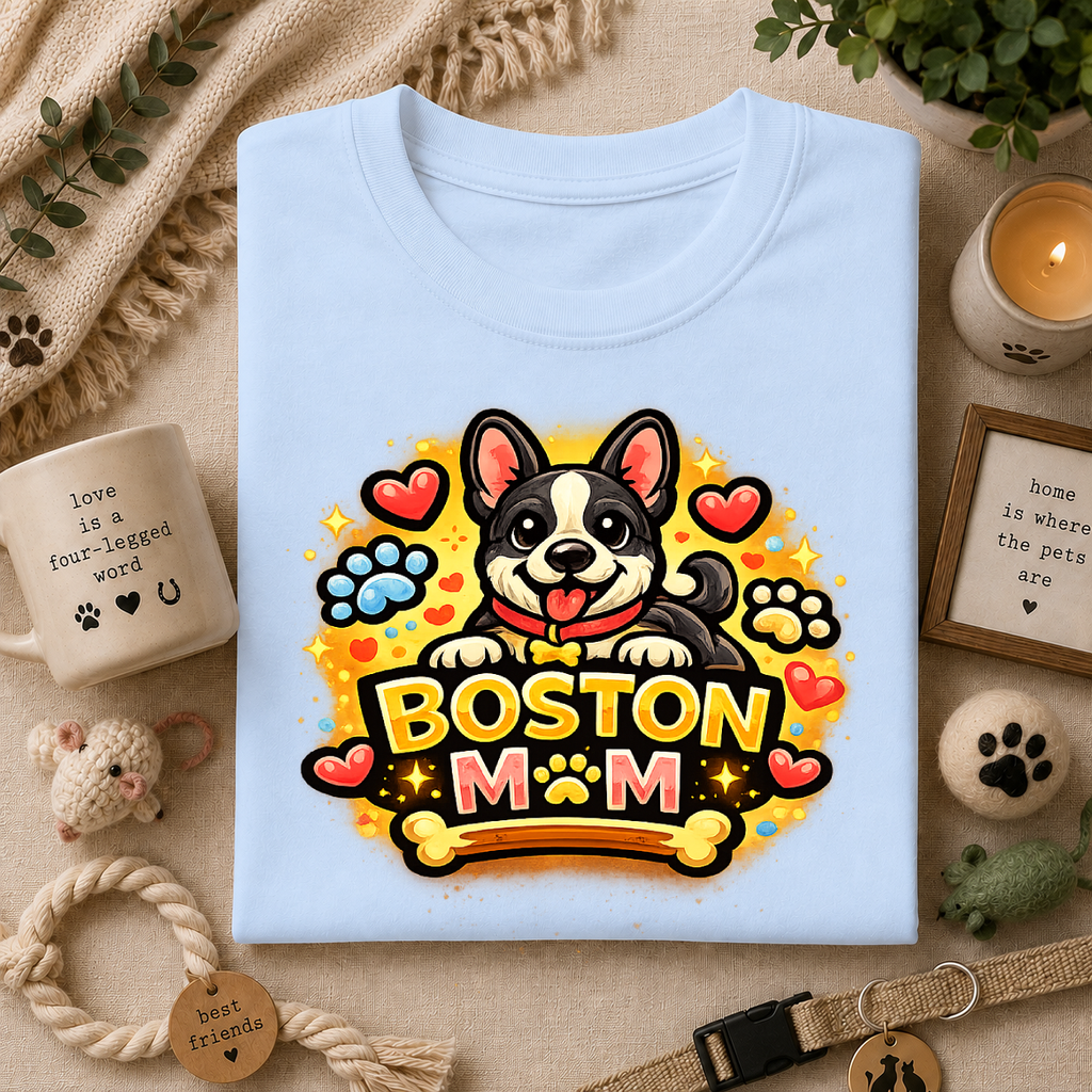 Boston Mom T‑Shirt — Cute Boston Terrier Dog Mom Design