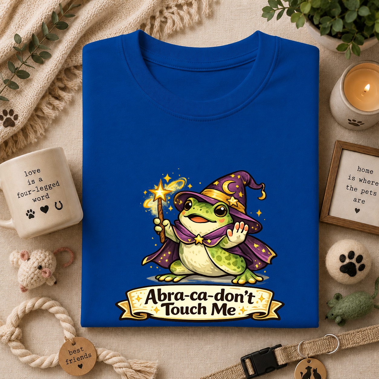 Wizard Frog T‑Shirt — “Abra‑ca‑don’t Touch Me” Cute Magic Tee