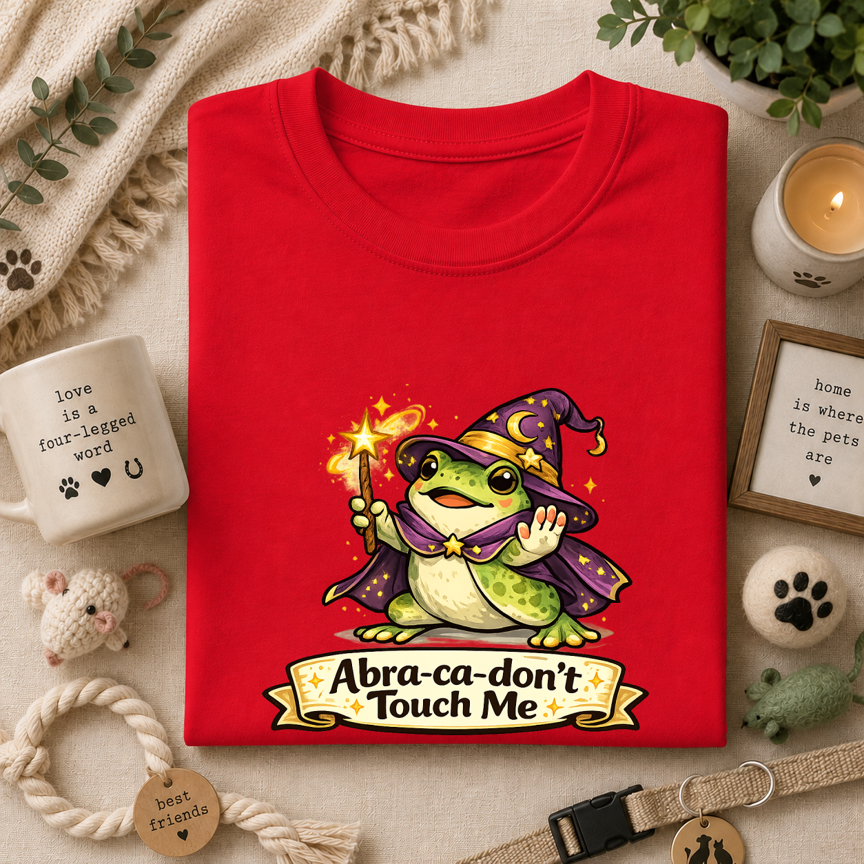 Wizard Frog T‑Shirt — “Abra‑ca‑don’t Touch Me” Cute Magic Tee