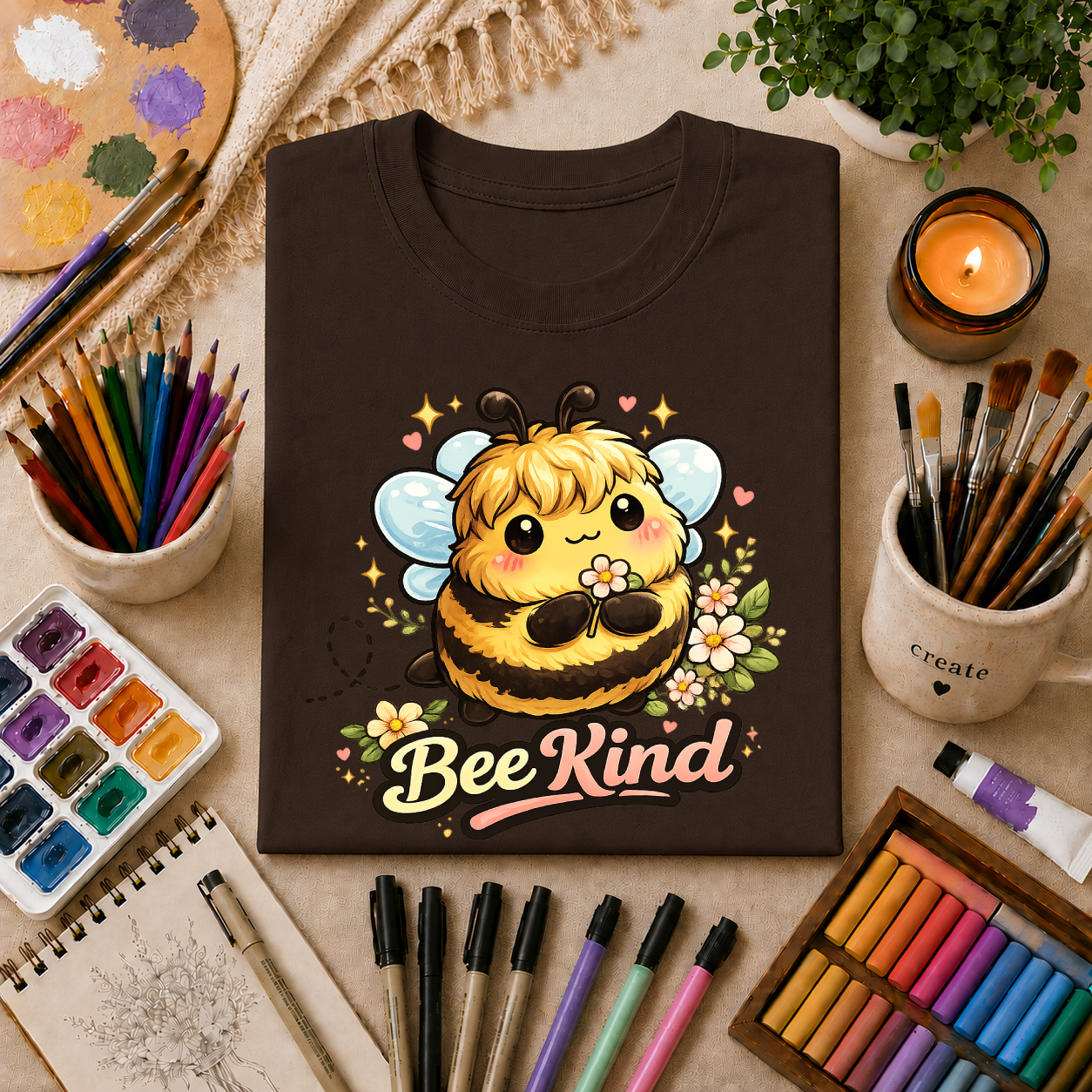 Bee Kind T-Shirt — Cute Bumblebee Floral Graphic Tee