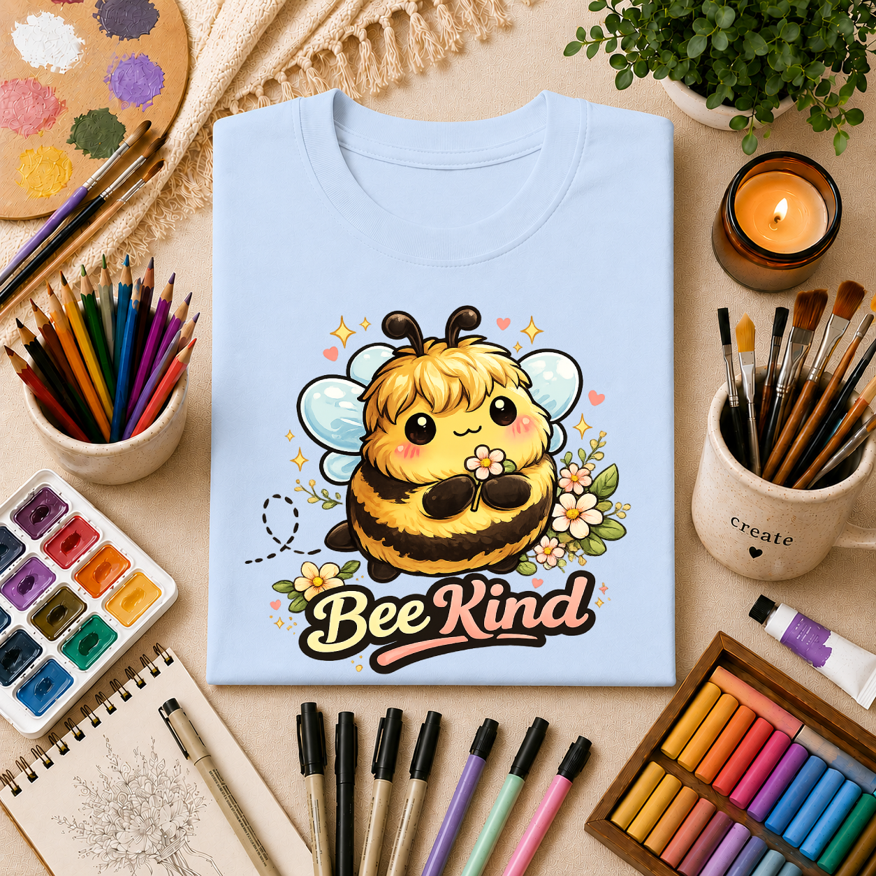 Bee Kind T-Shirt — Cute Bumblebee Floral Graphic Tee