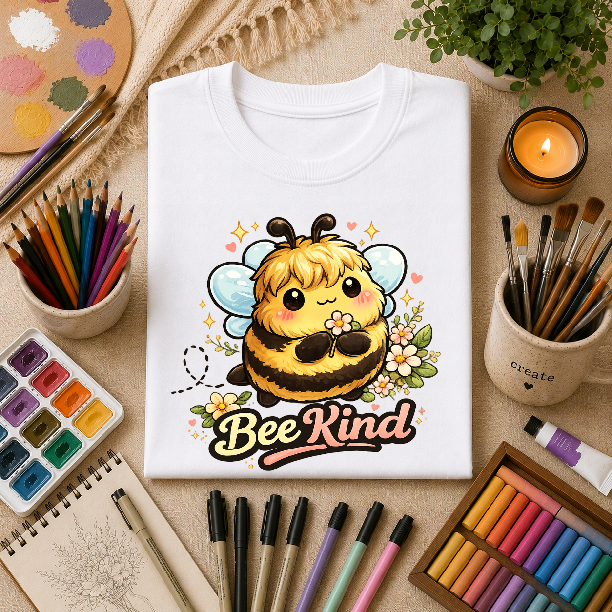 Bee Kind T-Shirt — Cute Bumblebee Floral Graphic Tee