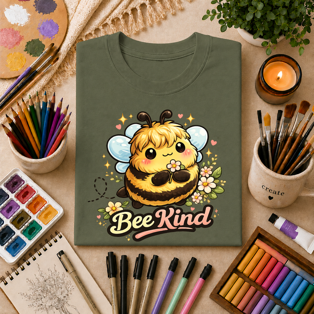 Bee Kind T-Shirt — Cute Bumblebee Floral Graphic Tee