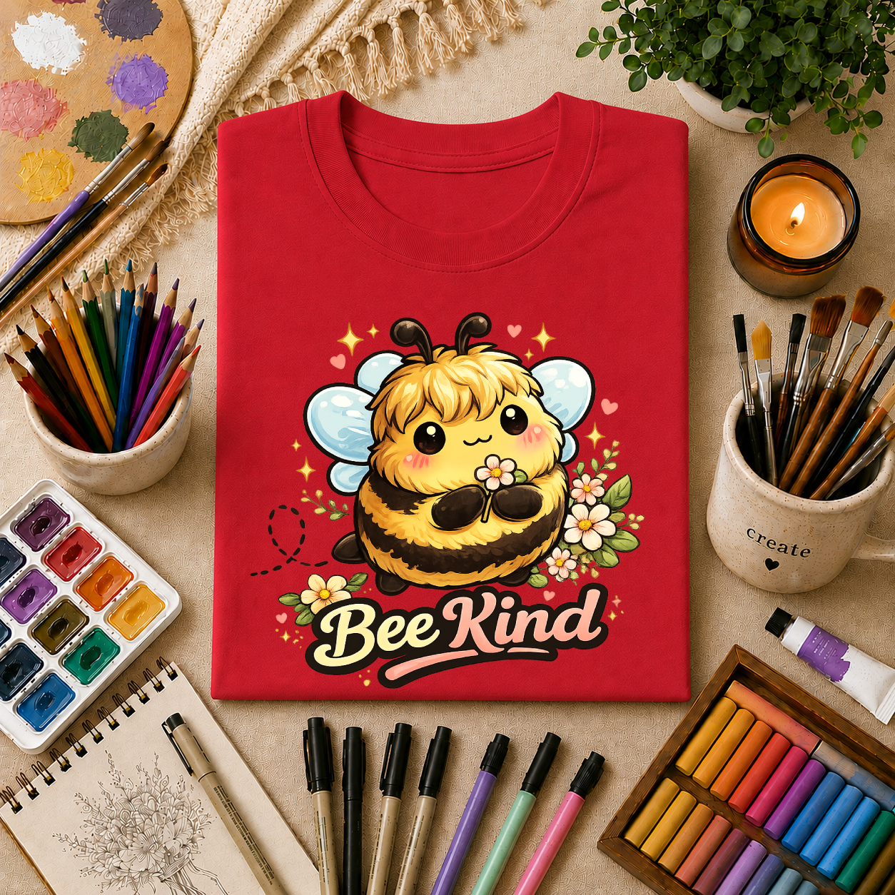 Bee Kind T-Shirt — Cute Bumblebee Floral Graphic Tee