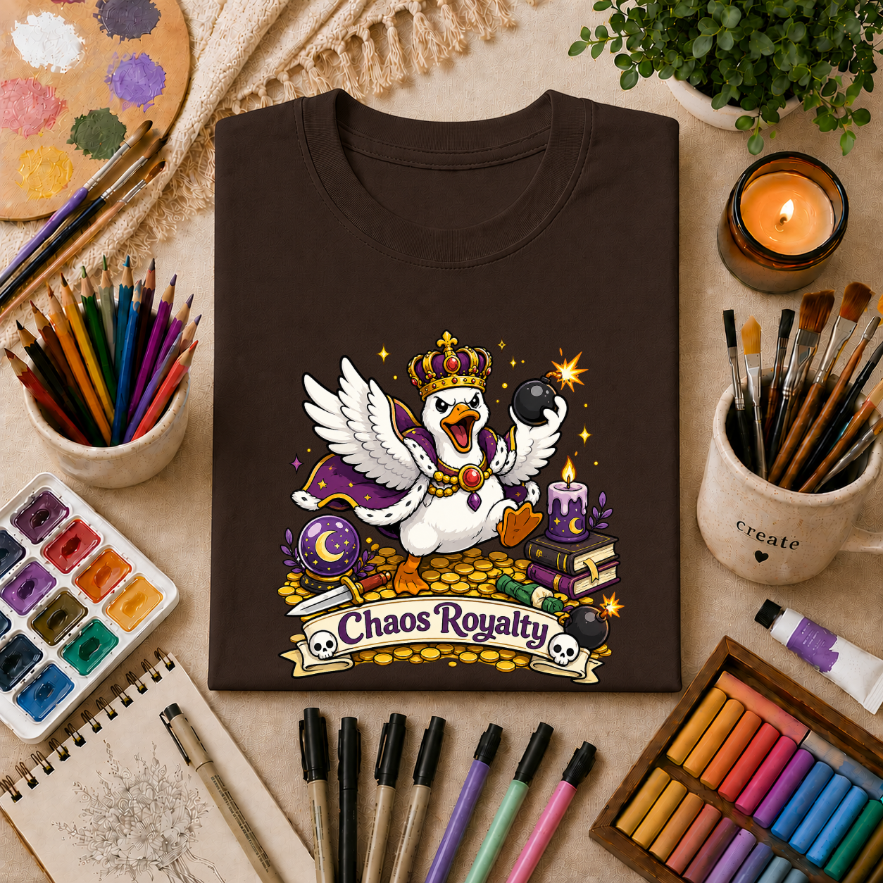 Chaos Royalty T-Shirt — Cute Crowned Goose Tee