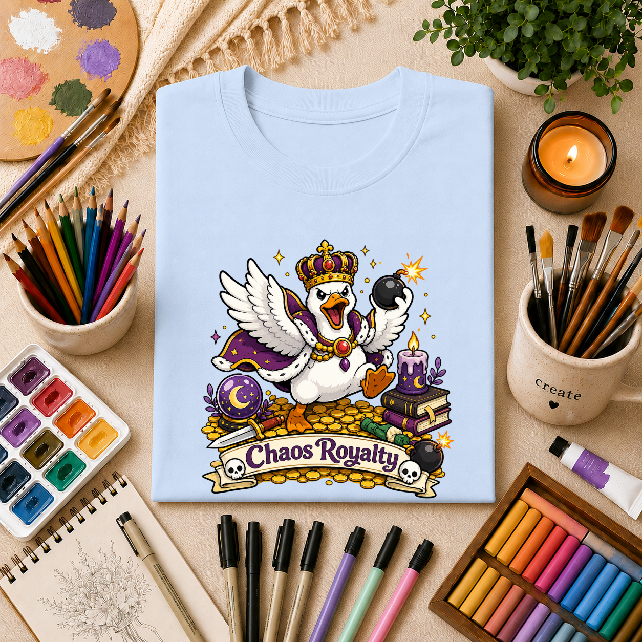 Chaos Royalty T-Shirt — Cute Crowned Goose Tee