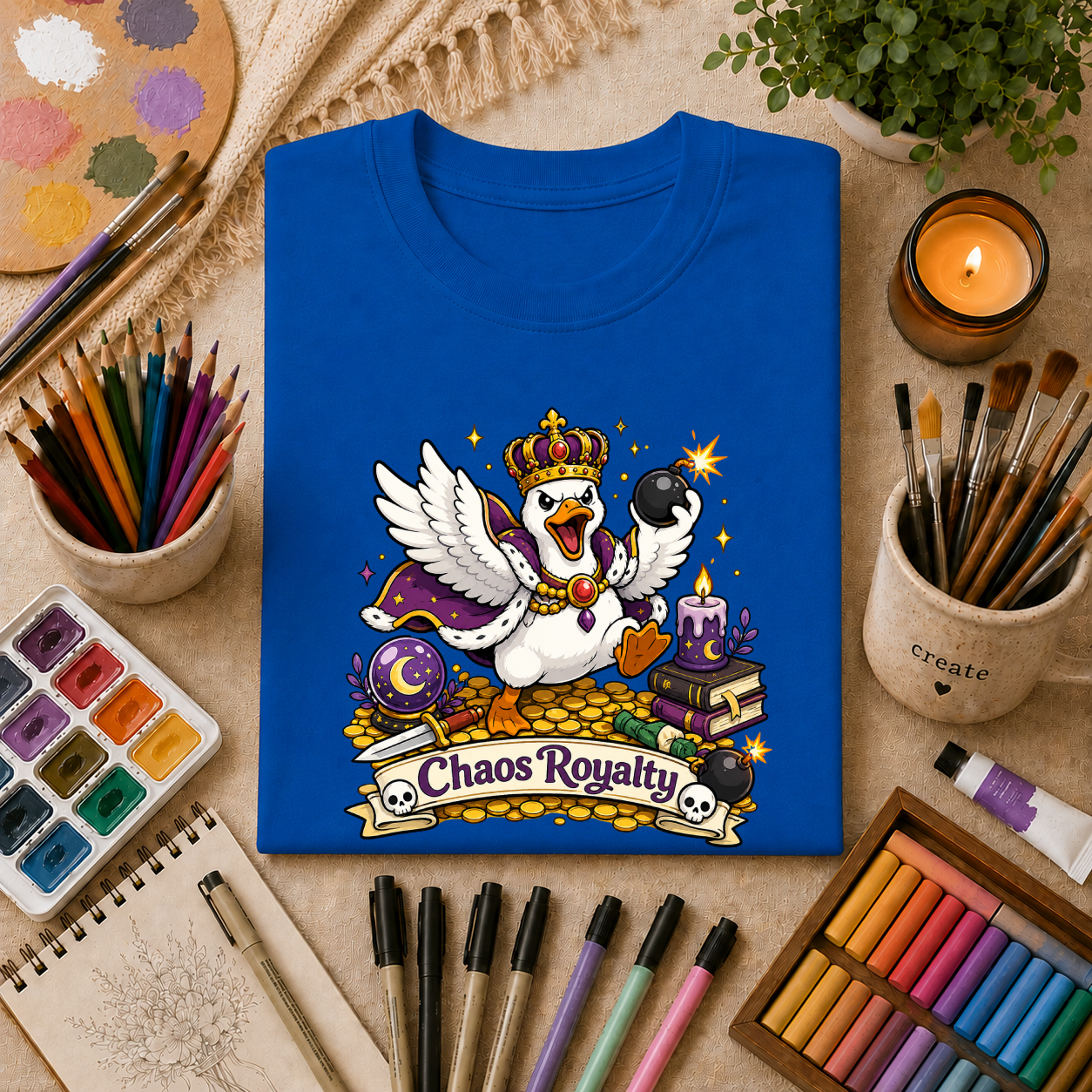 Chaos Royalty T-Shirt — Cute Crowned Goose Tee