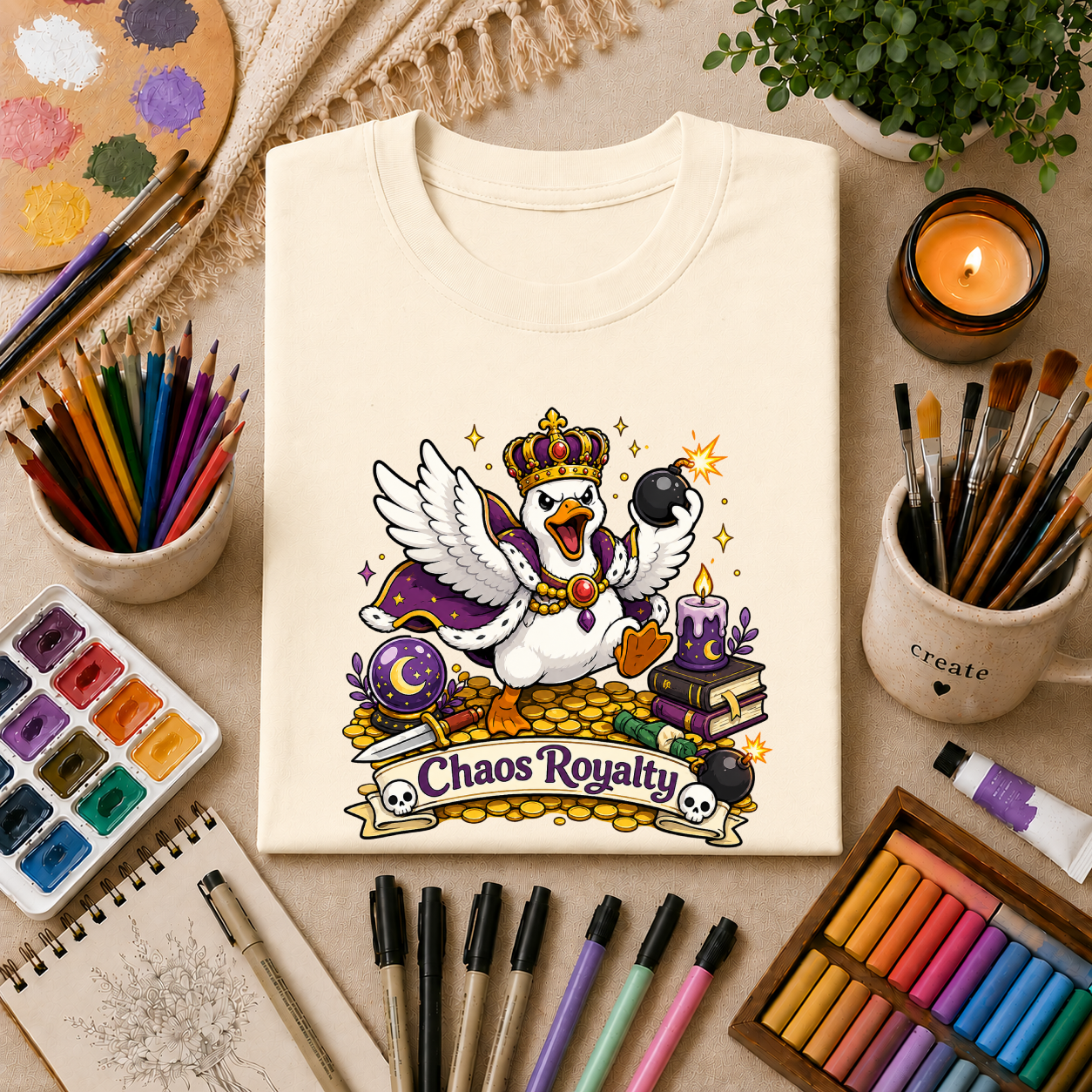 Chaos Royalty T-Shirt — Cute Crowned Goose Tee