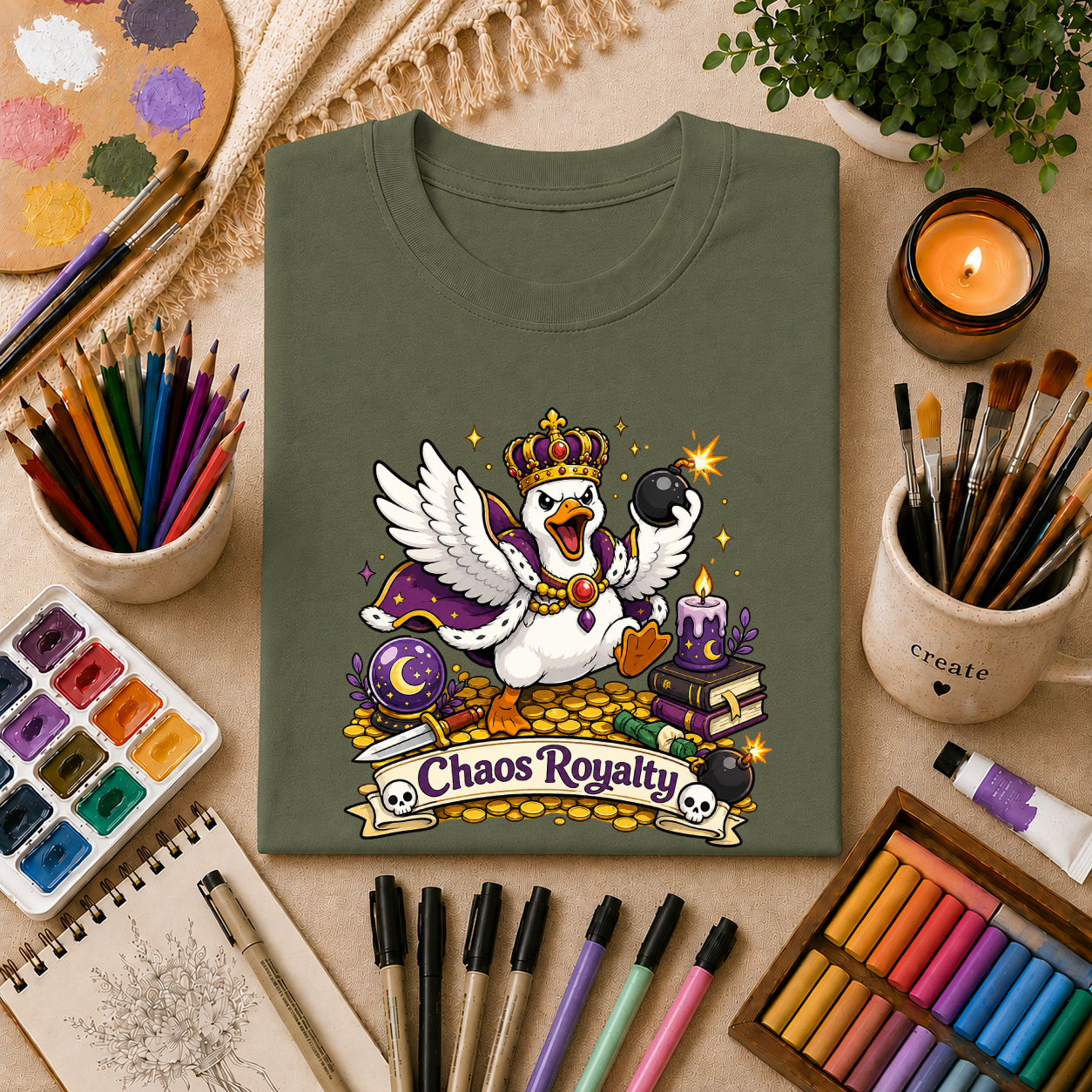 Chaos Royalty T-Shirt — Cute Crowned Goose Tee