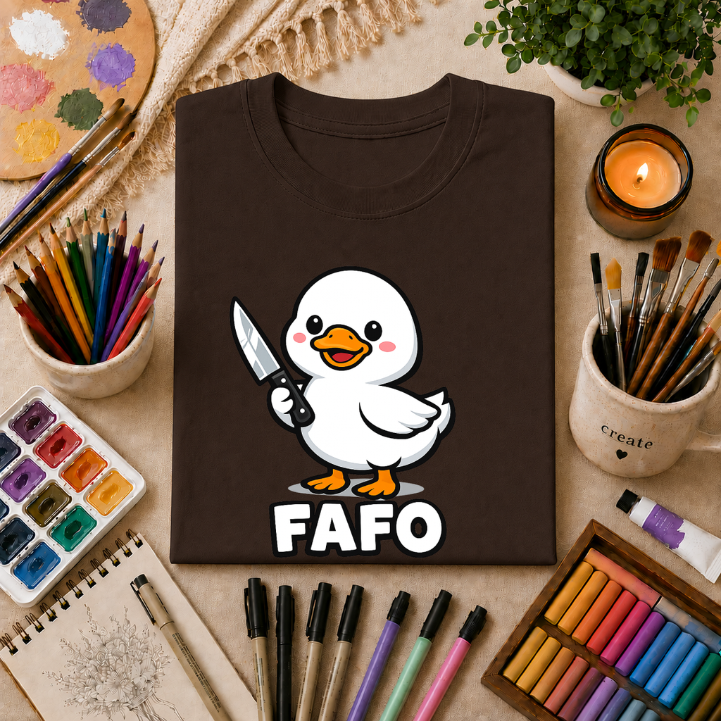 Duck with Knife T-Shirt – Cute FAFO Graphic Tee