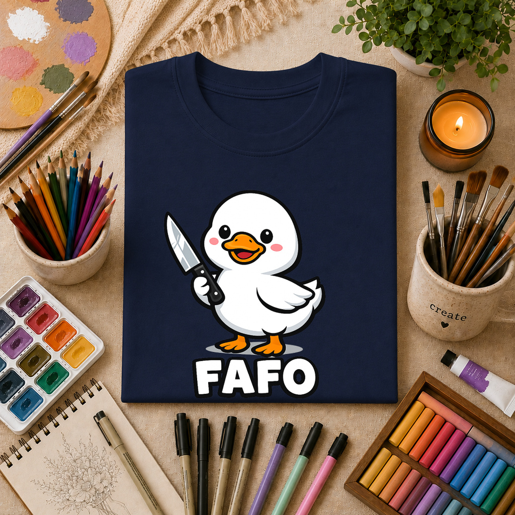 Duck with Knife T-Shirt – Cute FAFO Graphic Tee