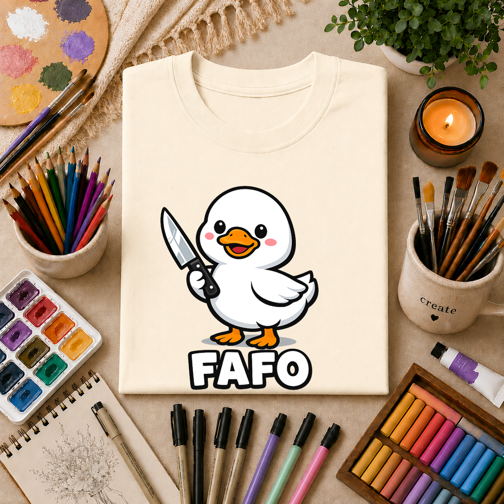 Duck with Knife T-Shirt – Cute FAFO Graphic Tee