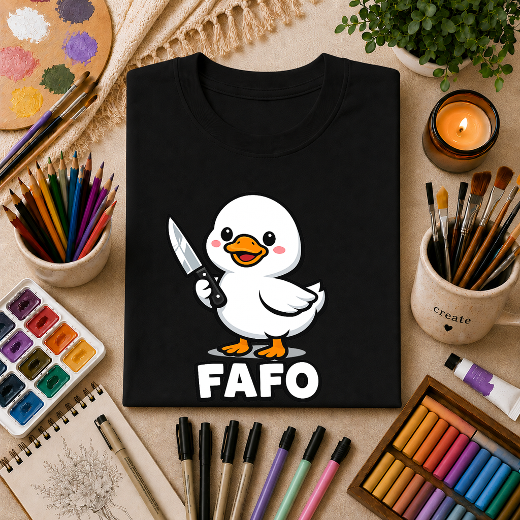 Duck with Knife T-Shirt – Cute FAFO Graphic Tee